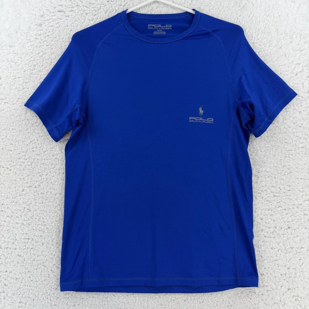 Polo Ralph Lauren Shirt Mens Medium Blue Short Sleeve Performance Athletic Top